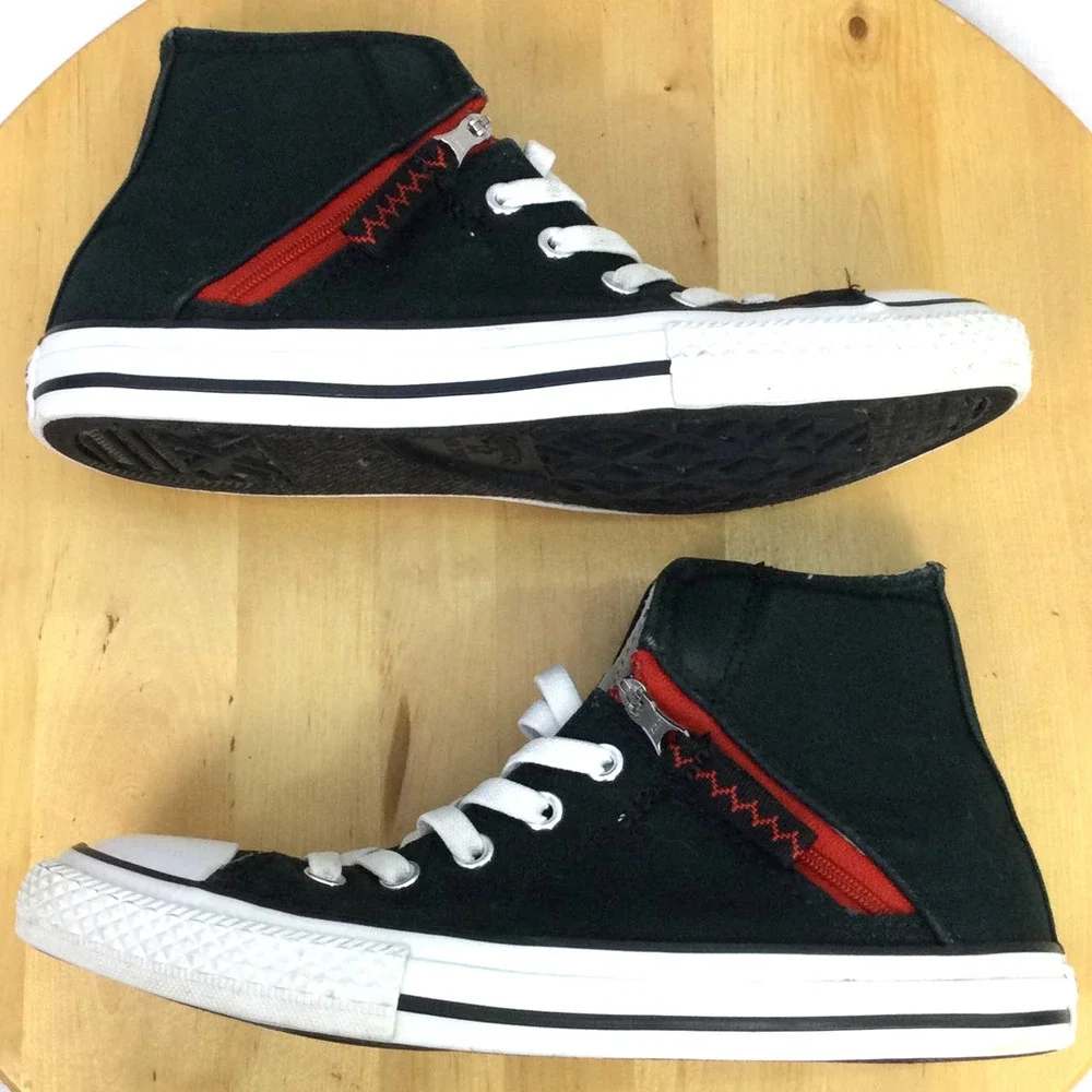 Converse All Star Chuck Taylor Kids Side Zip Fabric High Top Junior Size 3